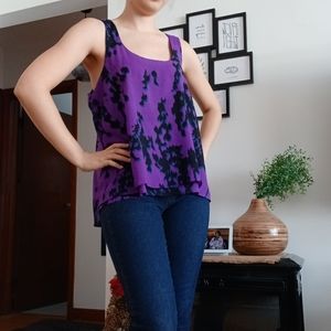 Open Back Purple Patterned Tank Top 💜
